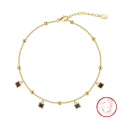 wholesale S925 Sterling Silver Colored Zircon Anklet, Versatile Women's Anklet, Beach Anklet Wholesale-0-5