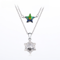 wholesale S925 Sterling Silver Cross-Border Star Necklace Korean Style Fashion Creative Crystal-Inlaid Snowflake Collarbone Pendant Factory Wholesale-0-0