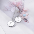 wholesale Silver jewelry, pure silver round plaque engraved with uppercase letters, fashionable and trendy couple necklace for Valentine's Day gift-0-1
