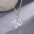 wholesale Metal material European and American style heart necklace for women, lightweight luxurydesign with micro-set pink zirconia collarbone chain, popular on TikTok and social media-0-0