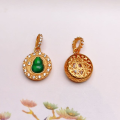 wholesale S925 silver gold-plated natural yang green jade six-link DIY bracelet semi-finished round pendant drop-0-10