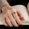 wholesale S925 Sterling Silver Vintage Best-Selling Crown-Shaped Ring, Ins Trendy and Stylish Index Finger Ring for Women-0-3