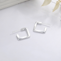 wholesale S925 Sterling Silver Trendy Korean-style New Square Design Statement Earrings, Versatile for Commuting, Unisex Cool Wind Ear Accessories-0-1