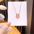 wholesale S925 Silver Maker's Dreamcatcher Necklace, Fashionable and Sweet, Unique Design, Versatile Collarbone Chain with a Moving Heart-0-2