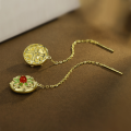 wholesale 925 Sterling Silver Inlaid with Red Agate Fashion New Chinese Style Light Luxury Dunhuang-inspired Elegant and Exquisite Ear Threads with a High-end Feel-0-3