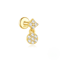 wholesale S925 Sterling Silver Geometric Evil Eye Tassel Flat Head Helix Ear Cuff-Single gold #4