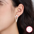 wholesale S925 Silver Cross-Border Hot Purchase Gold Triangle Geometric Ear Studs Fashion Minimalist Ins Style Women's Accessories-0-3