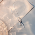 wholesale Silver S999 Maker's Minimalist Ribbon Knot Pendant Necklace, Small and Fresh, Niche Design, High-End Collarbone Chain-0-0