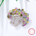 wholesale S925 Silver Vintage Luxury Versatile Brooch for Women Snowflake Full-Drill Color Zircon Cross-Border New Jewelry-0-1