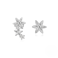 wholesale 925 Sterling Silver New Asymmetrical Octagram Moon Flower Zircon Inlaid Earrings, Summer Hot Sellers-0-4