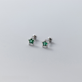 wholesale S925 silver colorful five-pointed star ear studs, ear cartilage piercings with diamond inlay, star light beads, and threaded earrings M01161-0-7