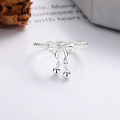 wholesale S925 Sterling Silver Fashion Cross-Border Bow Matte Bead Pendant Personalized Open Adjustable Ring for Women-0-4