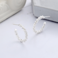 wholesale S925 Sterling Silver Sparkling Irregular Crushed Silver C-Hoop Earrings, Light Luxury and Versatile for Women-0-2