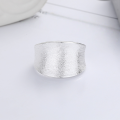 wholesale S925 Sterling Silver European and American Cross-Border Exaggerated Large Wide Band Ring with Matte Finish Geometric Style Open Adjustable Ring-0-2