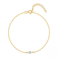 wholesale 925 Sterling Silver Marquise Zircon Inlay Versatile Fashion Bracelet,ins-Gold 925 silver