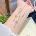 wholesale S925 Sterling Silver Light Luxury Bow Necklace for Women, New Design Small Niche Hollowed-out Tassel Pendant High-end Sense Collarbone Chain-0-2