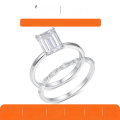 wholesale S925 Silver Emerald Cut Double Ring Stackable Ring for Women, Minimalist and Modern Luxury Engagement Anniversary Gift, Bestseller on Independent Websites-0-0
