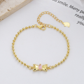 wholesale S925 Sterling Silver Korean-style Creative and Cute Bow Pink Zircon Accented Sweetheart Bracelet-0-1