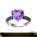 wholesale S925 sterling silver thorn bud design love-shaped gemstone ring with natural amethyst-0-0