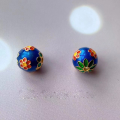 wholesale S925 silver gold-plated enamel cloisonné spacer beads DIY bracelet necklace accessories pure silver openwork floral loose beads single bead-0-7