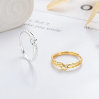 wholesale S925 Sterling Silver European and American Cross-Border Geometric Three-Dimensional Twist Knot Ring Creative New Openable Adjustable Ring for Women-1180J Gold/approx. 1.6g &gt; Opening adjustable