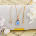 wholesale Gold-plated sterling silver, Japanese style winter new deep blue ocean fresh double-layer stone necklace pendant wholesale-0-0