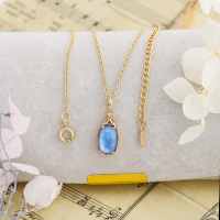 wholesale Gold-plated sterling silver, Japanese style winter new deep blue ocean fresh double-layer stone necklace pendant wholesale-Deep Blue Ocean Pendant (without chain)  925 Silver