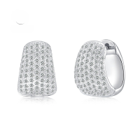wholesale 925 Silver Neymar Same Style Full Diamond Pavé Stud Earrings, Minimalist Luxury Small Design High-End Feeling Earrings-E224 White Diamond &gt;925 Silver