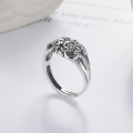 wholesale S925 Sterling Silver European and American Retro Fashion Wide Skull Head Adjustable Ring, Bold and Edgy Trendy Statement Ring-0-1