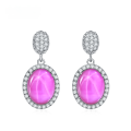 wholesale S925 Silver Cultivated Star Ruby and Sapphire Designer Earrings, Light Luxury Style Gemstone Ear Studs-0-4