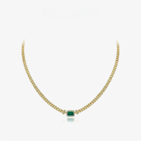 wholesale Sterling Silver Style 1ct 5*7 Lab-Grown Emerald Pendant Adjustable Necklace 40+5+3cm-Gold-cultivated emerald 5*7 [P-2053] Chain length 40+5+3cm