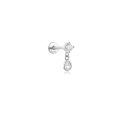 wholesale 925 Sterling Silver Star Teardrop Crystal Flat Threaded Ear Cartilage Stud-0-12