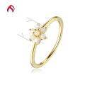 wholesale 925 Silver Japanese Minimalist Floral Opal Ring with Round Synthetic Opal-0-4