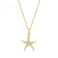 wholesale 925 Sterling Silver Japanese Light Luxury White Zircon Starfish Pendant Women's Retro Style Ocean Vacation Series Star Pendant Wholesale-0-0