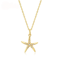 wholesale 925 Sterling Silver Japanese Light Luxury White Zircon Starfish Pendant Women's Retro Style Ocean Vacation Series Star Pendant Wholesale-[Pendant] Without chain 925 silver