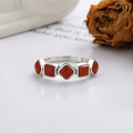 wholesale S925 Silver Retro Trendy Nanhong Agate Elegant and Personalized Creative Hong Kong Style Openable Ring for Women-0-2