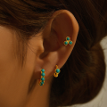 wholesale S925 Sterling Silver Turquoise Versatile Hoop Earrings and Stud Set, Women's French Style INS Earrings-0-2
