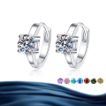 wholesale S925 sterling silver cross-border new four-prong 50-point moissanite earrings for women, high-end ear hoop wholesale-0-12