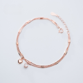 wholesale S925 Sterling Silver Korean-style Fashion Double-layer Heart-shaped Diamond Single Diamond Bracelet for Women with a Diamond Accent S3568-0-3