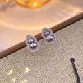 wholesale S925 Sterling Silver Chinese-style Full Diamond Gourd Fu Lu Lucky Transfer Stud Earrings, Exquisite and Niche, Versatile Gift for Best Friend Jewelry-0-0
