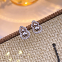 wholesale S925 Sterling Silver Chinese-style Full Diamond Gourd Fu Lu Lucky Transfer Stud Earrings, Exquisite and Niche, Versatile Gift for Best Friend Jewelry-Gourd earrings (labor price, silver not included)  925 silver