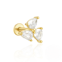 wholesale S925 Sterling Silver Flat Threaded Piercing Chain Earrings With Opal And Crystal Accents-Single gold #1