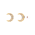 wholesale S925 Sterling Silver Moon Threaded Earring With Zircon, Cross-border Bestseller, Minimalist Ear Bone Stud-0-0