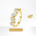 wholesale 9/10/14K Gold Ring Bezel-set with Small Diamonds Pear-shaped 18K Gold Lab-grown Diamond Ring Platinum Empty Setting-0-0