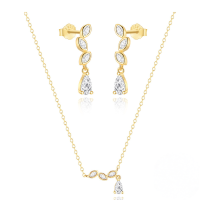 wholesale S925 Sterling Silver Zircon Marquise Teardrop Elegant Necklace And Earring Set, A Classic European And American Best-seller-Earring and necklace set 925 silver