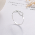 wholesale S925 Sterling Silver Irregular Figure-8 Interlaced Beaded Minimalist Design Adjustable Open Ring for Women-0-2
