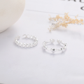 wholesale S925 Sterling Silver Fashion Minimalist Interlocking Three-Dimensional Hollow Heart Fresh and Trendy Open Adjustable Ring Design-0-2