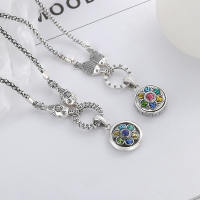 wholesale S925 sterling silver retro-style heavy-duty epoxy resin enamel floral rotating yin-yang pattern pendant-YP123M/B single pendant, approximately 7.1 grams >925 silver