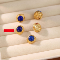 wholesale Gold-plated S925 ancient silver Zanaki girl inlaid with lapis lazuli spacer beads through-hole handmade DIY jewelry accessories-Lapis Zaki Girl