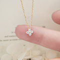 wholesale S925 Sterling Silver Fashionable Niche Design High-End Four-Leaf Clover Necklace with High-Carbon Diamond Pendant, Fresh and Elegant, for Girlfriend-0-1